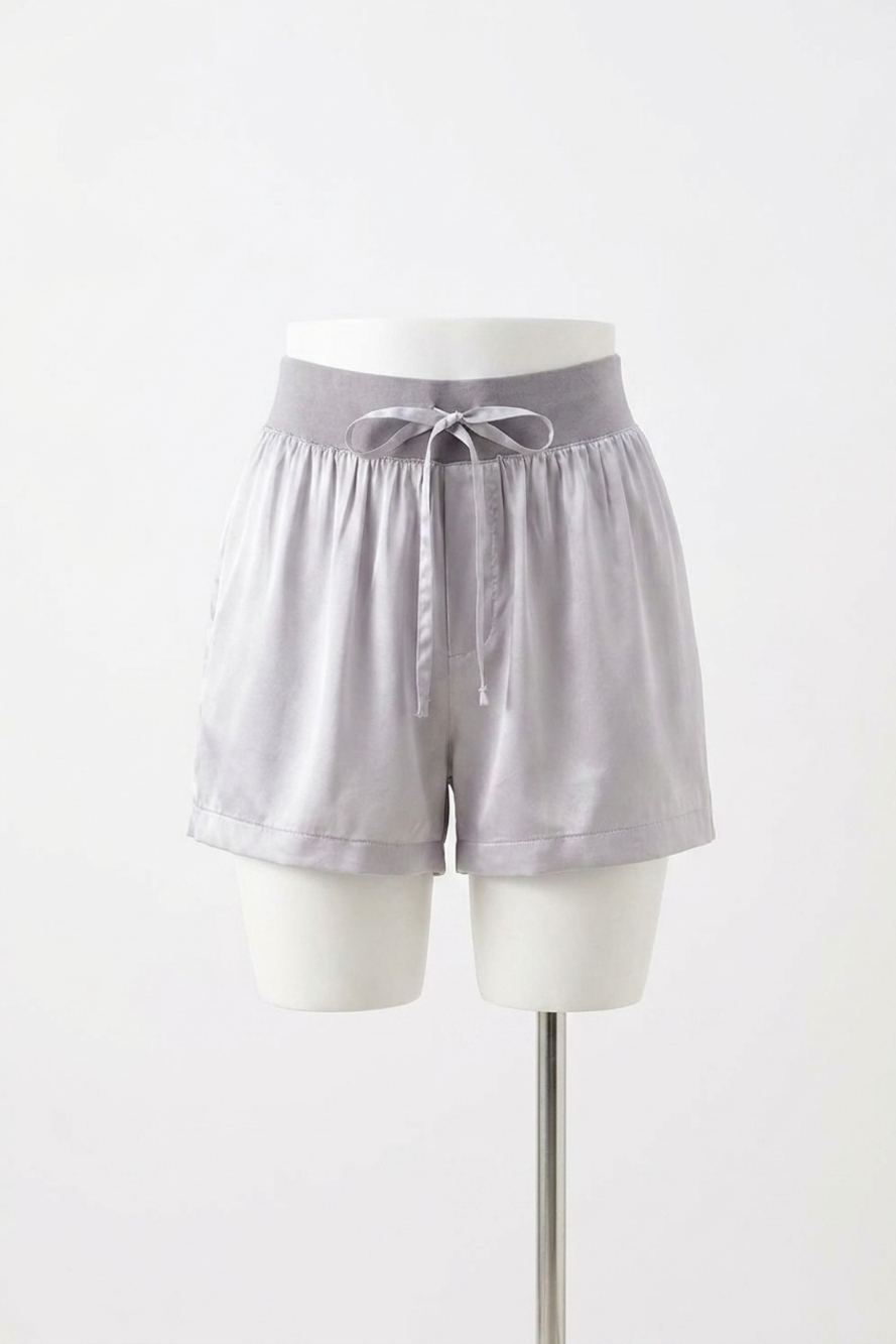 NEW PJ HARLOW mikel satin boxer short with draw string in dark silver